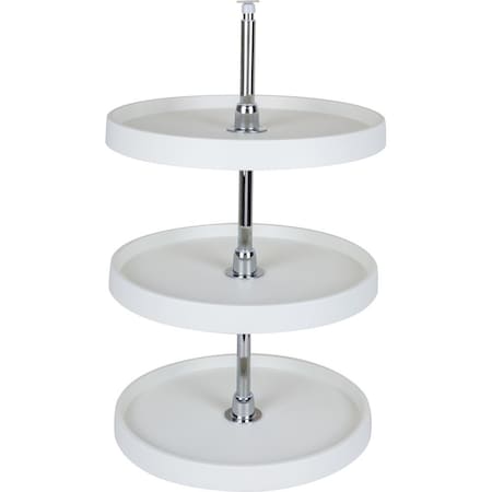 18 Round Three-Shelf Plastic Lazy Susan Set With Chrome Hubs